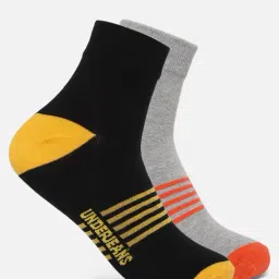 UnderJeans by Spykar Black & Grey Printed Socks - Pack of 2-23