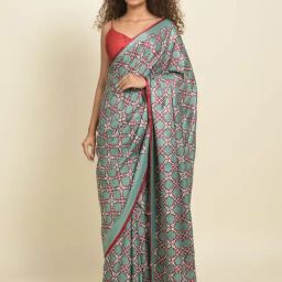Suta Teal Green Printed Saree Without Blouse-image-55