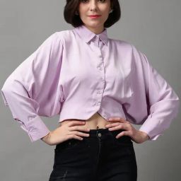 SHOWOFF Purple Comfort Fit Crop Top-image-45