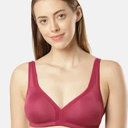 Jockey 1820 Wine Wirefree Non Padded Nylon Full Coverage Mesh T-Shirt Bra With Adjustable Straps-34
