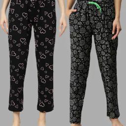 Kryptic Black Printed Cotton Pyjamas - Pack of 2-image-69