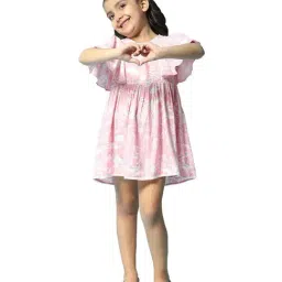 Biba Girls Pink Printed Dress with Headband-image-33