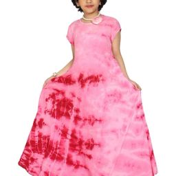 Kiddopanti Kids Pink Tie Dye Dress-image-68
