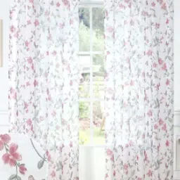 Urban Space Pink & White Linen 5 Ft. Window Curtain With Rod Pocket - Set of 2-83