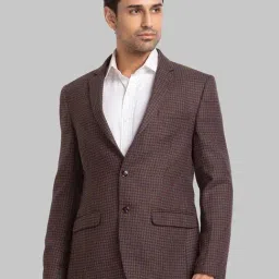 Park Avenue Brown Super Slim Fit Printed Blazer-image-59