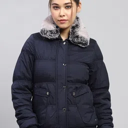 Monte Carlo Women Mock Collar Solid Casual Puffer Jacket-image-29