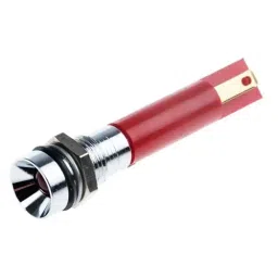 RS PRO Red Panel Mount Indicator 12 V, Mounting Hole Size 8 mm, Termination Type Solder Tab, IP Rating IP67, Model No 205628-2