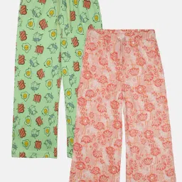 Kiddopanti Kids Green & Peach Printed Pyjamas (Pack Of 2)-picture-40