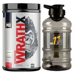 MuscleBlaze Pre Workout WrathX 500g Fruit Fury with 10 Years Gallon Bottle 1.5L-3