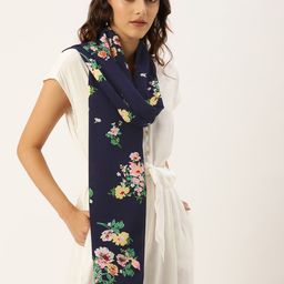 DressBerry Women Navy Blue & Pink Printed Scarf-15
