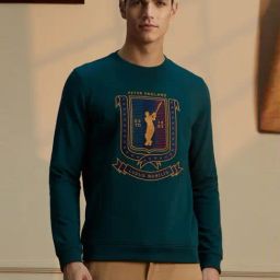 Peter England Green Slim Fit Embroidered Sweatshirt-image-40