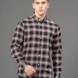 Red Tape Brown Regular Fit Checks Shirt-image-48