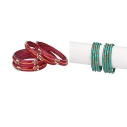 1ST TIME Set Of 12 Stone-Studded & Beads Bangles-picture-30