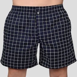 Frenchie Navy Relaxed Fit Check Boxers-image-51