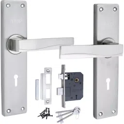 Atom Stainless Steel, Zinc Alloy Silver Door Handle Lock Set, Jupiter-2-S.S-K.Y-Legend-2-image-19