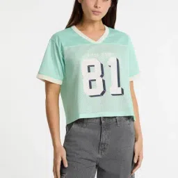 Guess Jeans Green Boxy Fit Printed Top-image-17