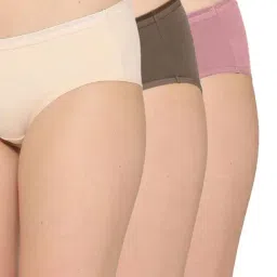 Wacoal Multi-Color Cotton Mid Waist Solid Hipster Panty (Pack of 3)-picture-31