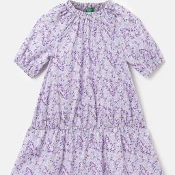 United Colors of Benetton Kids Purple Floral Print Dress-picture-46