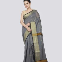 Pinkloom Grey Woven Saree With Unstitched Blouse-image-11