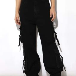 Only Black High Rise Cargo Jeans-image-67