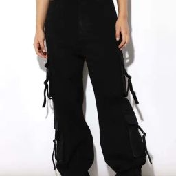 Only Black High Rise Cargo Jeans-image-35