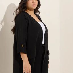 Gia by Westside Black Crinkle-Textured Shrug-image-8