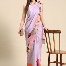 Silk Land Abstract Printed Chanderi Saree-image-45
