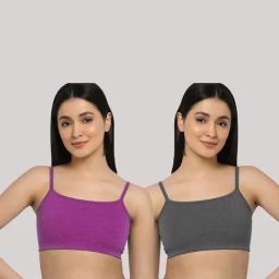 AROUSY Purple & Grey Cotton Beginner's Bra - Pack Of 2-picture-8
