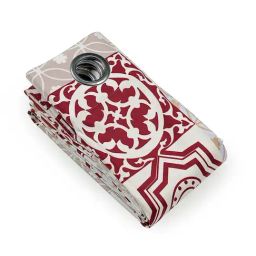 Saral Home Beige Velvet Geometric Curtain-41