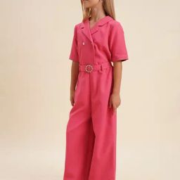 VERO MODA GIRL Coral Rose Polyester Solid Jumpsuit-image-14