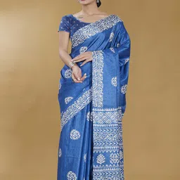 Rani Saahiba Batik Art Silk Block Print Saree-picture-25