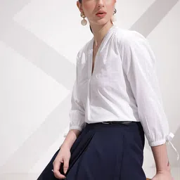 her by invictus Solid Cotton Blouson Top-image-22