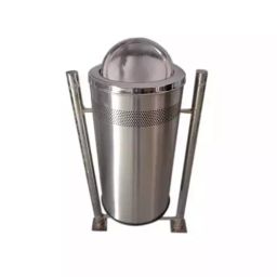 Grassland Open Top Dustbin Stainless Steel Silver 14x24 inch 60 L, GSS1187-11