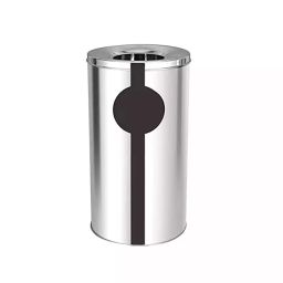 Grassland Open Top Dustbin Stainless Steel Silver 10x24 inch 30 L, GSS1240-13
