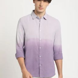 The Bear House Purple Cotton Slim Fit Ombre Shirt-image-55