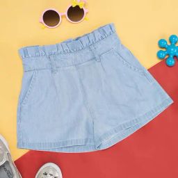 Pantaloons Junior Blue Cotton Flared Fit Shorts-image-95