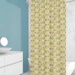 ArtzFolio Beige & Green Abstract Printed Waterproof Shower Curtain-3