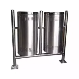 Grassland Open Top Dustbin Stainless Steel Silver 12x28 inch 50 L x 2, GSS1001-4