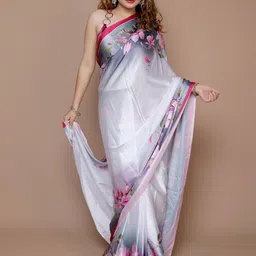 Anouk Floral Printed Satin Saree-image-95