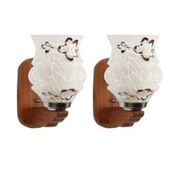 Somil Premium Designer Glass Wall / Night Lamp Elegant & Stylish Dcor Accent for Modern Interiors, color- Brown, White, Size:- 18.5 X 26 X 29.5 CM-image-81