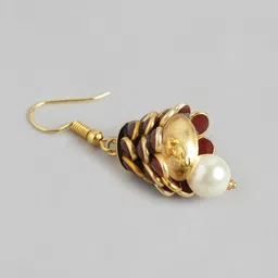 Anouk Gold-Plated Artificial Beaded Dome Shaped Jhumkas image 4