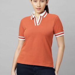 Wear Your Opinion Women Polo V Neck Striped Collar Tshirt-image-27