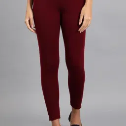 W Maroon Regular Fit Leggings-image-44