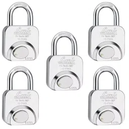 Link Hi-Tech 67 mm Stainless Steel Body Polished Finish 3 Keys Each 12 Pin Padlock (Pack of 5 Pcs) image 2