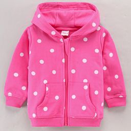 Babyhug Full Sleeves All Over Printed Sweat Jacket With Hood - Fuschia-image-8