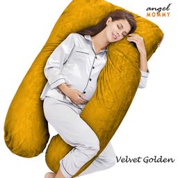 Angel Mommy Luxurious Imported Velvet U Shape Pregnancy Pillow - Gold-image-80