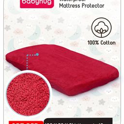 Babyhug Waterproof 100% Terry Cotton Breathable Fitted Mattress Protector Cover- Maroon-image-37