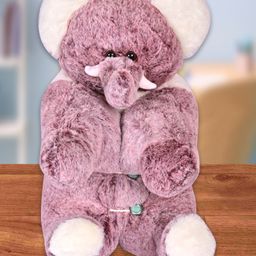Besties Premium Fur Elephant Soft Toy Cum Pillow Maroon - Height 45 cm-picture-14