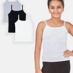 Plan B Set Of 3 Sleeveless Solid & Padded Camisoles - Black Grey & White-18
