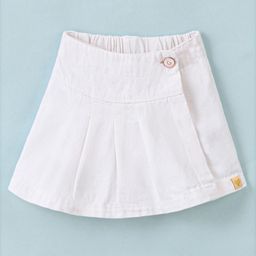 Little Kangaroos 100% Cotton Woven Mid Thigh Solid Color Skort - White-image-65